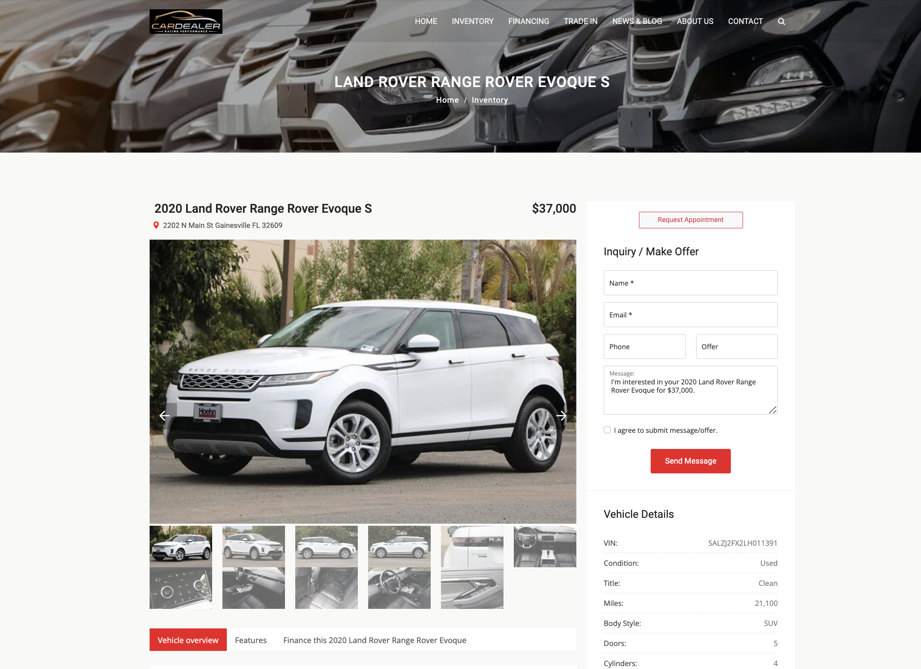 Dealer python website preview, Car Dealer Website